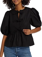 Cotton Poplin Peplum Blouse