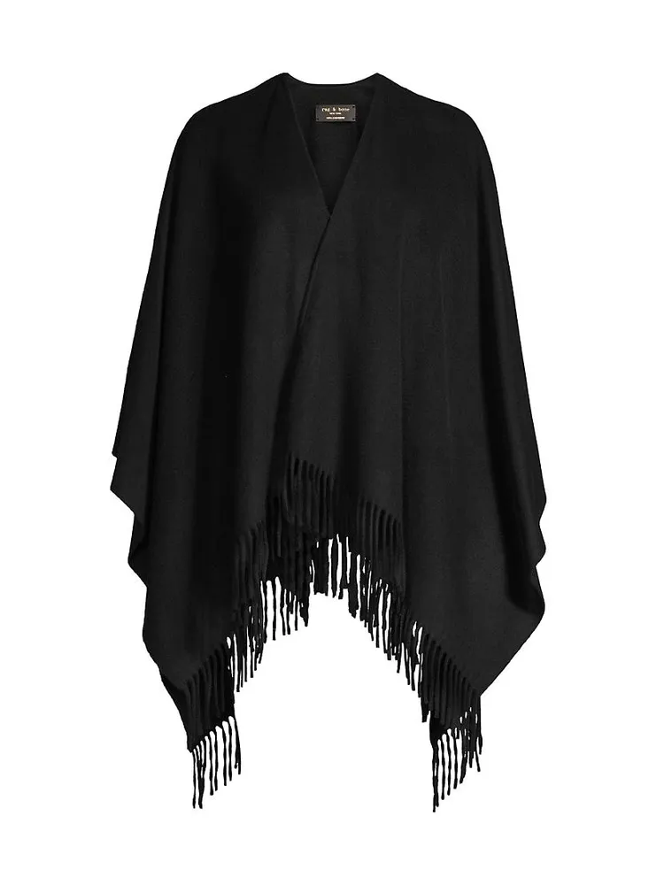 Cashmere Fringe-Trim Poncho