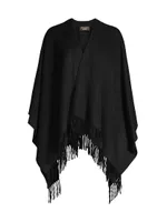 Cashmere Fringe-Trim Poncho