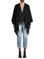 Cashmere Fringe-Trim Poncho