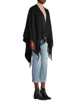 Cashmere Fringe-Trim Poncho