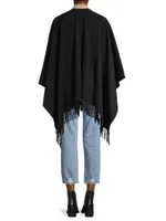 Cashmere Fringe-Trim Poncho