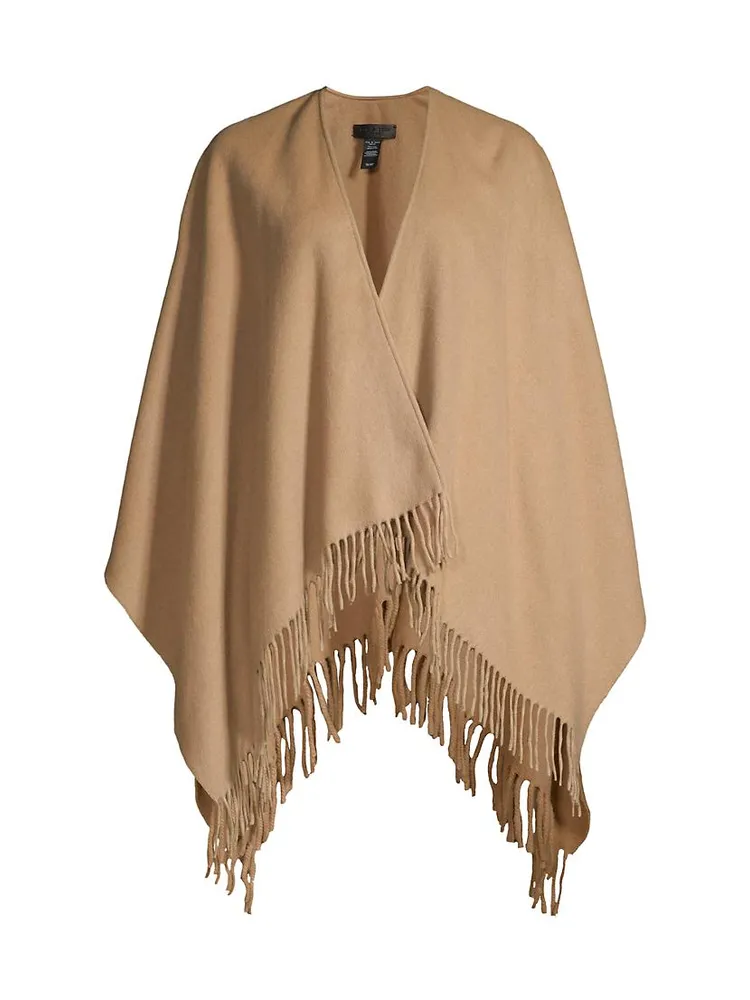 Cashmere Fringe-Trim Poncho