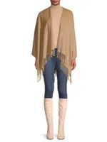 Cashmere Fringe-Trim Poncho