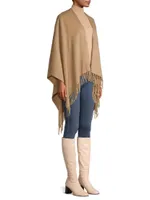 Cashmere Fringe-Trim Poncho