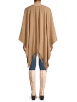 Cashmere Fringe-Trim Poncho