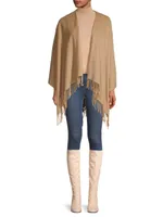 Cashmere Fringe-Trim Poncho