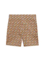 Little Girl's & Logo Print Sateen Shorts