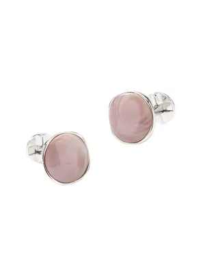 Classic Sterling Silver & Pink Mother Of Pearl Cufflinks