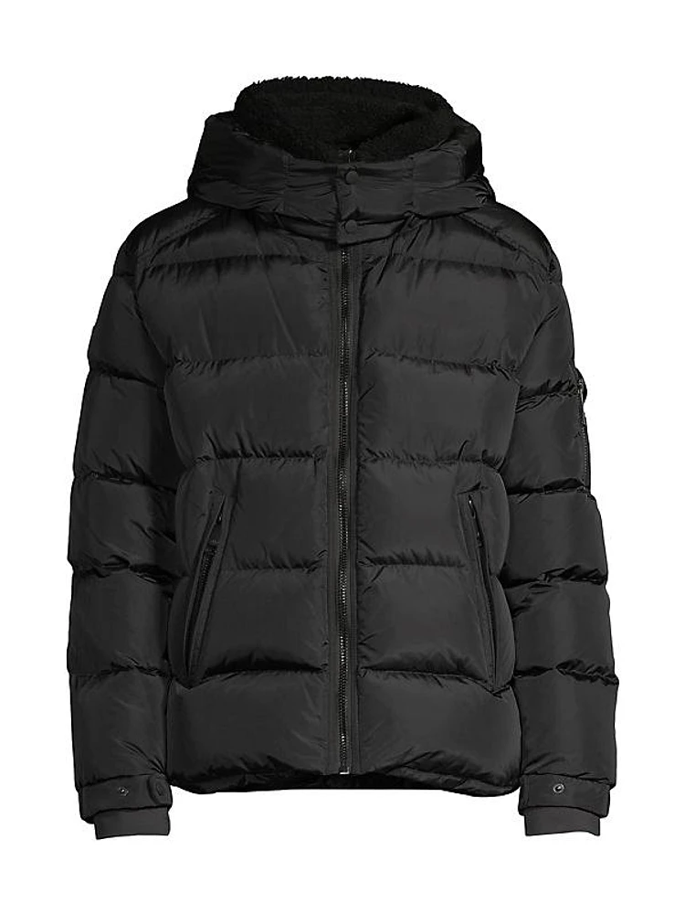 Frontier Hooded Shearling Trim Down Jacket