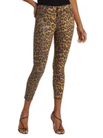 Margot Mid-Rise Stretch Skinny Cropped Cheetah Jeans