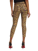 Margot Mid-Rise Stretch Skinny Cropped Cheetah Jeans