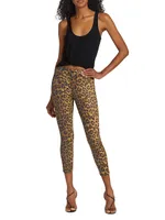 Margot Mid-Rise Stretch Skinny Cropped Cheetah Jeans