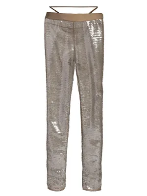 High-Waisted Sequin-Embroidered Leggings