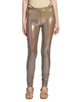 High-Waisted Sequin-Embroidered Leggings