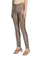 High-Waisted Sequin-Embroidered Leggings