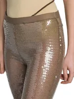 High-Waisted Sequin-Embroidered Leggings