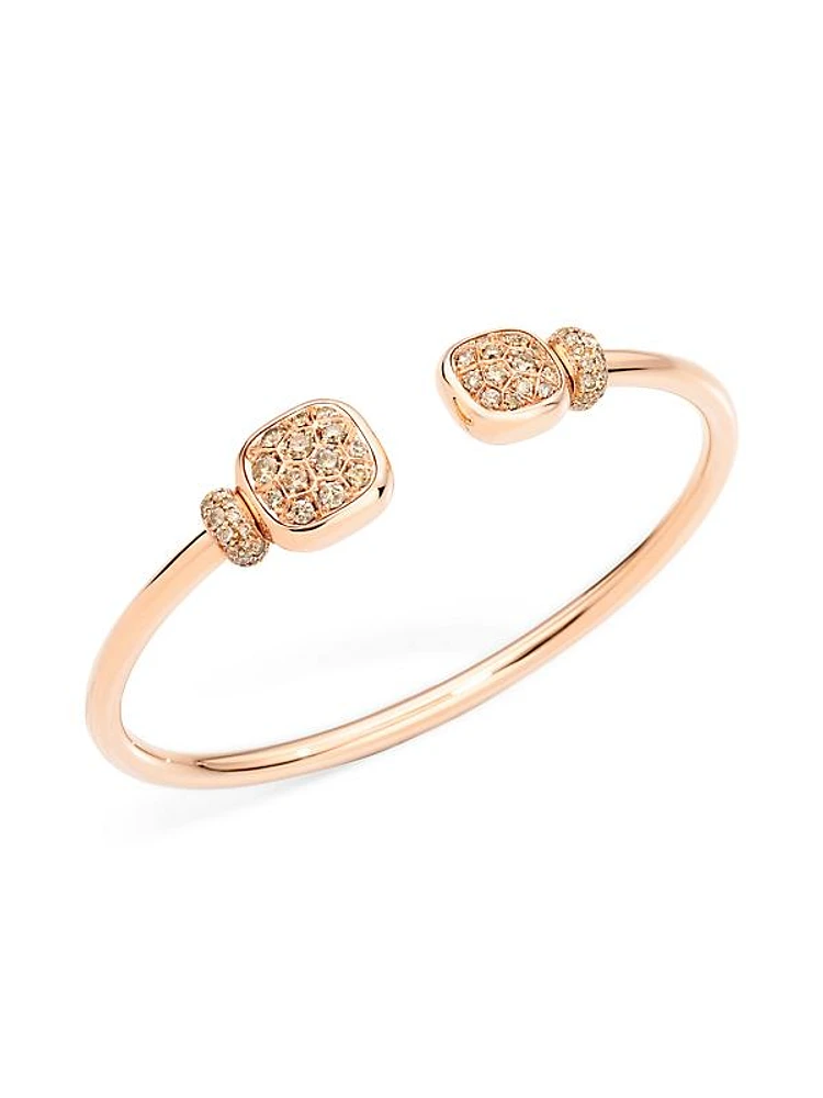 Nudo Petit 18K Rose Gold, 18K White Gold, Brown Diamond & White Topaz Cuff Bracelet