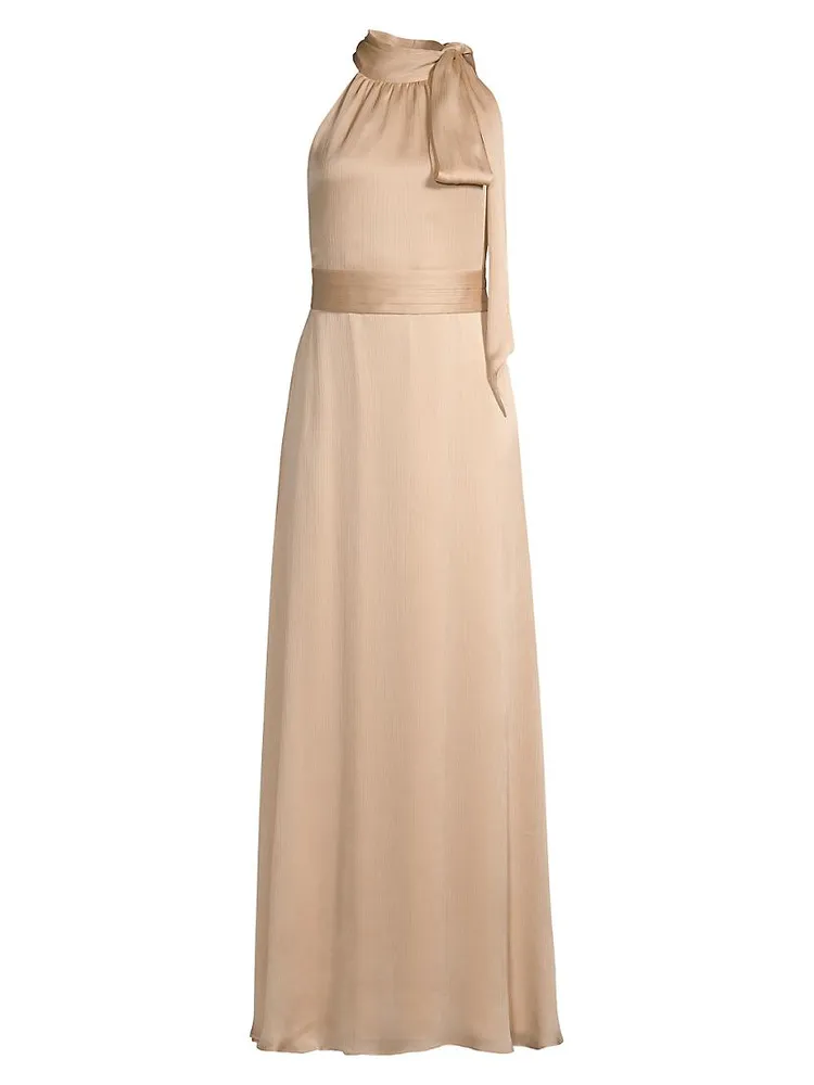 Kayla Tie Halterneck Satin Gown