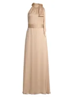 Kayla Tie Halterneck Satin Gown