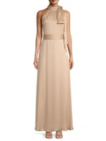 Kayla Tie Halterneck Satin Gown