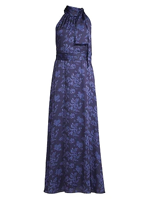 Kayla Tie Halterneck Printed Gown