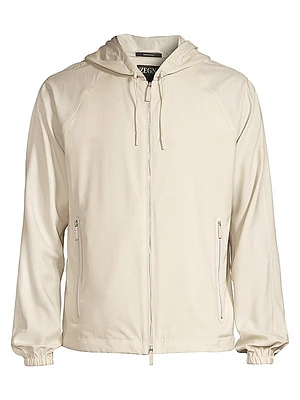 Hooded Wool & Silk-Blend Jacket