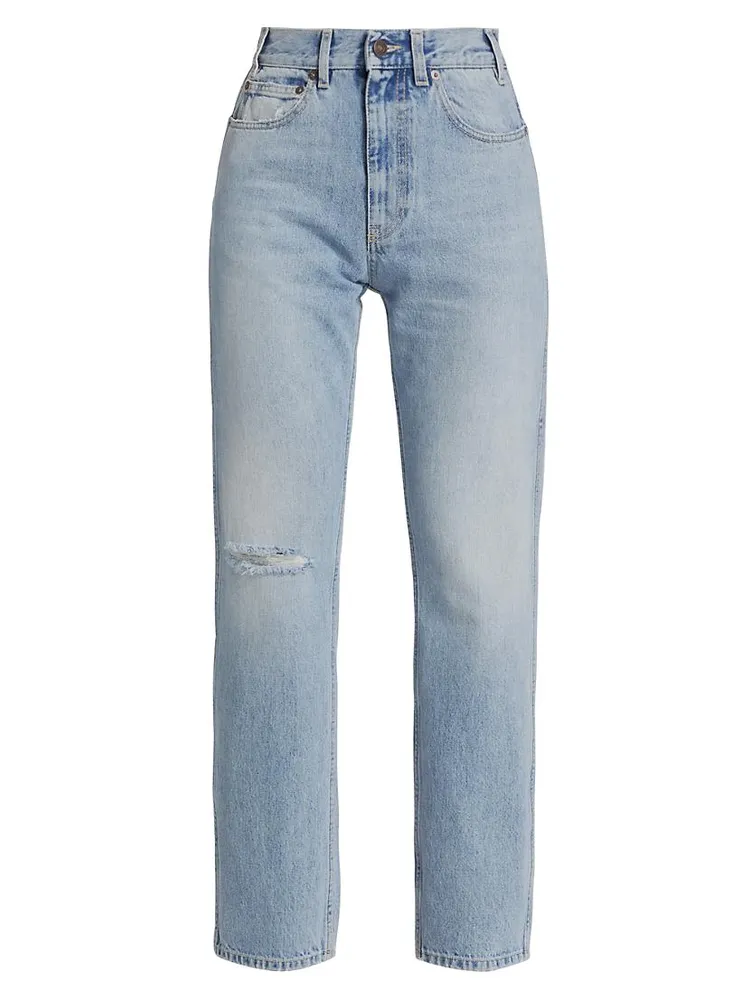 Jade Mid-Rise Slashed Straight Jeans