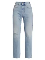 Jade Mid-Rise Slashed Straight Jeans