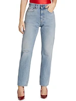 Jade Mid-Rise Slashed Straight Jeans