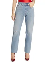 Jade Mid-Rise Slashed Straight Jeans