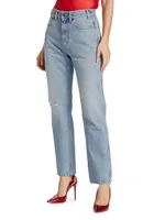 Jade Mid-Rise Slashed Straight Jeans