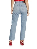 Jade Mid-Rise Slashed Straight Jeans