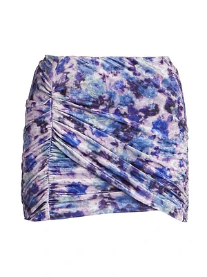 Guilayo Floral-Print Velvet Miniskirt