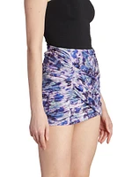 Guilayo Floral-Print Velvet Miniskirt