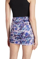 Guilayo Floral-Print Velvet Miniskirt