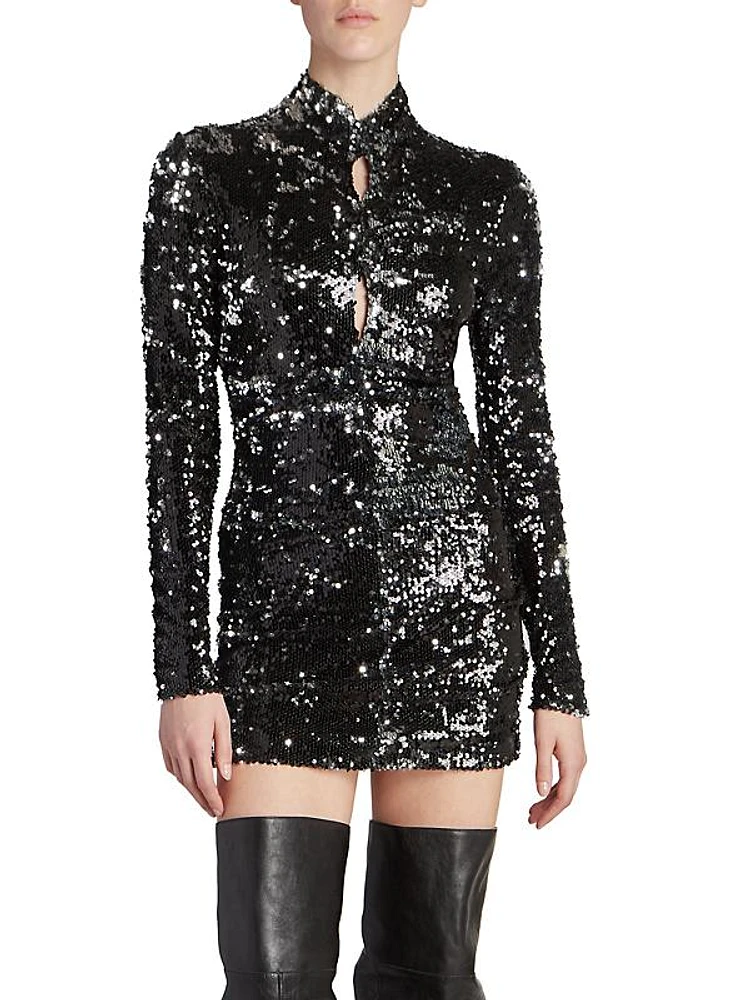 Marnela Sequin Cotton Cut-Out Minidress