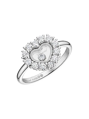 Happy Diamonds 18K White Gold & 0.63 TCW Diamond Heart Ring