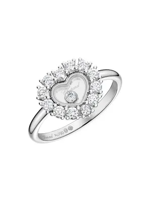 Happy Diamonds 18K White Gold & 0.63 TCW Diamond Heart Ring