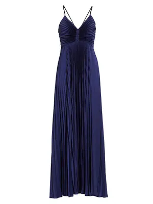 Aries Floor-Length Pleated Gown