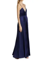 Aries Floor-Length Pleated Gown