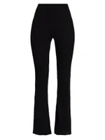 Wool Rib-Knit Flared Trousers