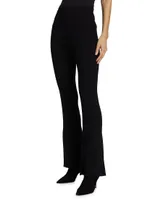 Wool Rib-Knit Flared Trousers