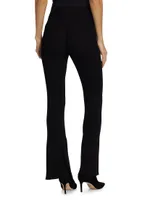 Wool Rib-Knit Flared Trousers