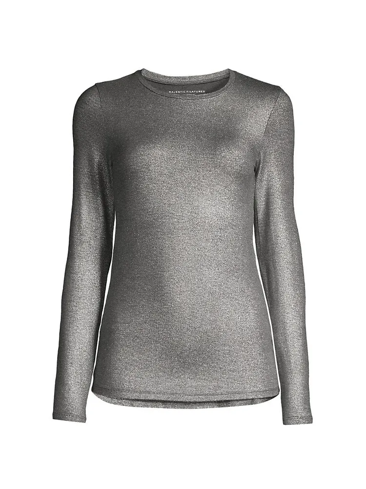 Soft Touch Metallic Crewneck Top