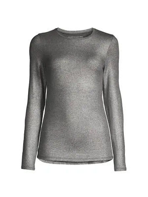 Soft Touch Metallic Crewneck Top