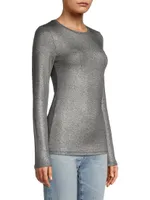 Soft Touch Metallic Crewneck Top