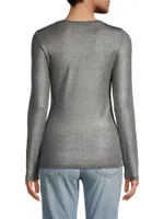 Soft Touch Metallic Crewneck Top