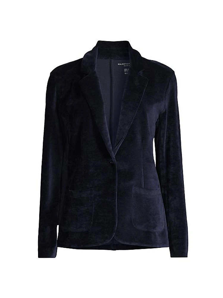 Velour One-Button Blazer