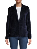 Velour One-Button Blazer